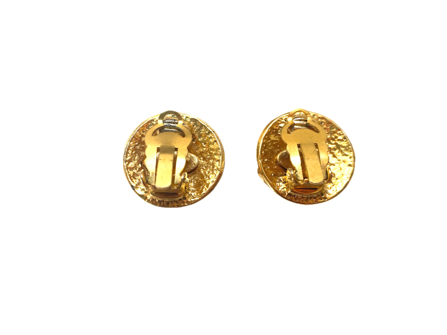 Chanel 1994 Made Design CC Mark Plate Clip on Earrings