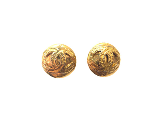 Chanel 1994 Made Design CC Mark Plate Clip on Earrings